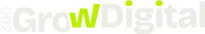 Logotipo 360 Grow Digital blanco con verde.
